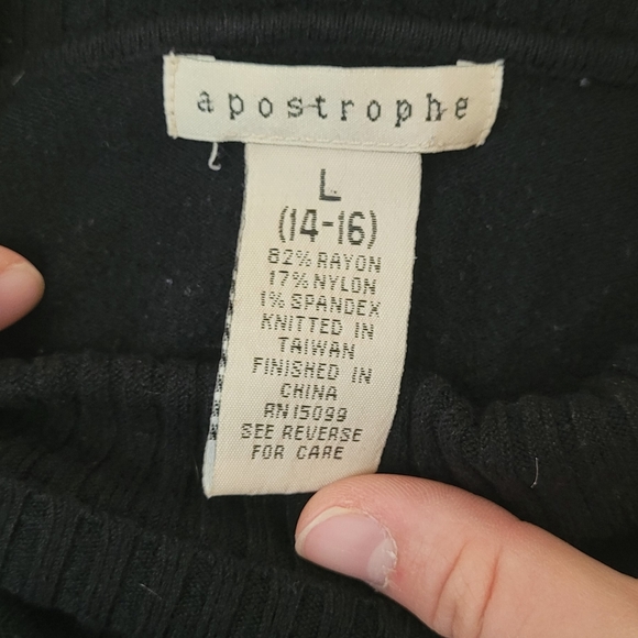 Apostrophe Black Turtleneck Sweater Size L (14-16) Fall Fashion Sweater Weather - Picture 5 of 5